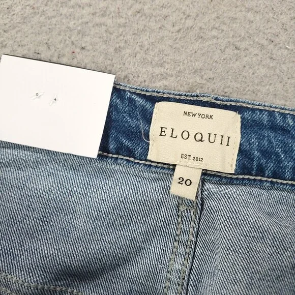New Eloquii The Barrel Jean Womens 20 Blue Wash High Rise Stretch Comfort Denim - Picture 8 of 13